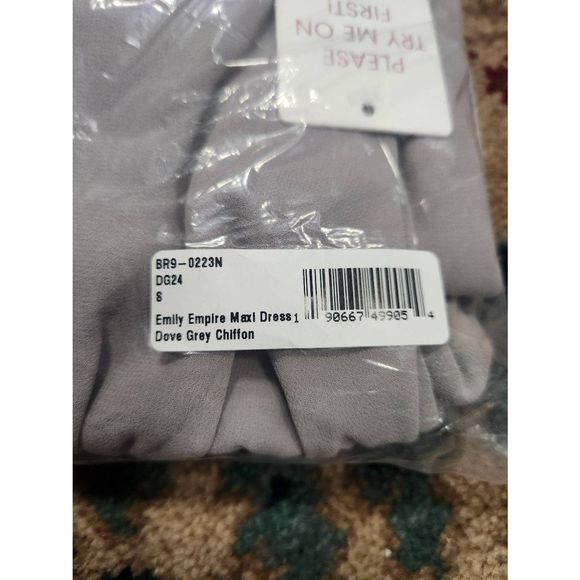 Show Me Your Mumu Emily Empire Maxi Dress in Dove Grey Chiffon. Size S B 26 - Picture 8 of 9